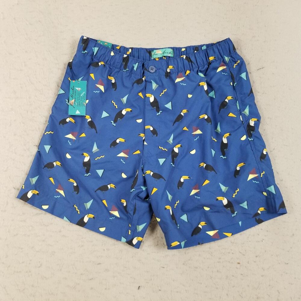 Joe Marlin Swim Shorts‎ Mens Large Blue Sapphire Sea Toucan Print Trunks Beach